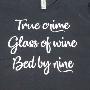 𝅺bella Canvas Womens Black Tee Shirt size Medium. Perfect for True Crime Lover!